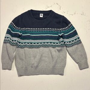 Janie and Jack Navy, Gray, and Green Patterned Sweater